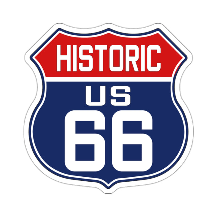 Route 66 Shield Red White and Blue Kiss-Cut Stickers