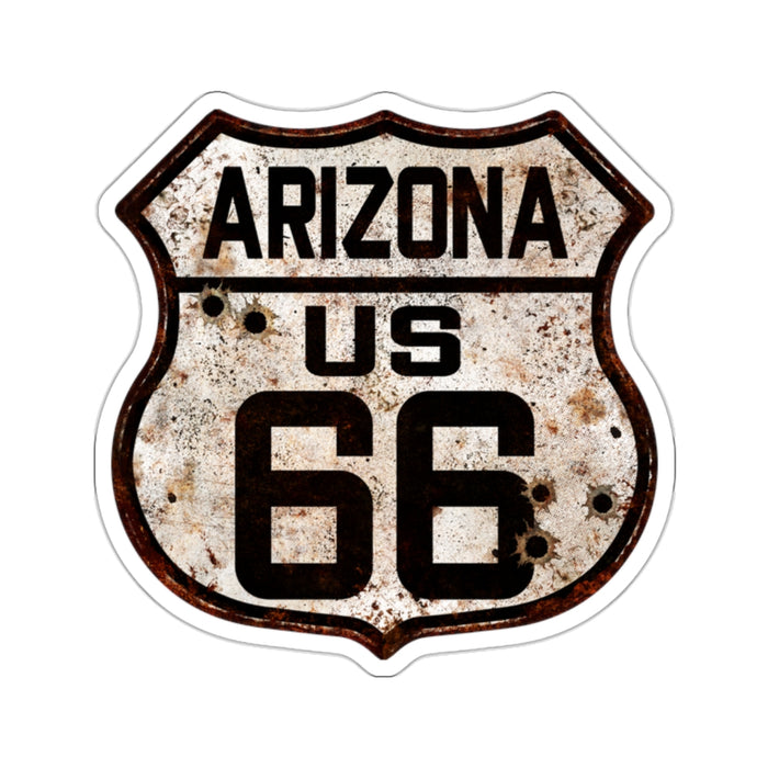 Sticker Vintage Arizona Route 66 Shield with Bullet Holes Kiss-Cut Stickers