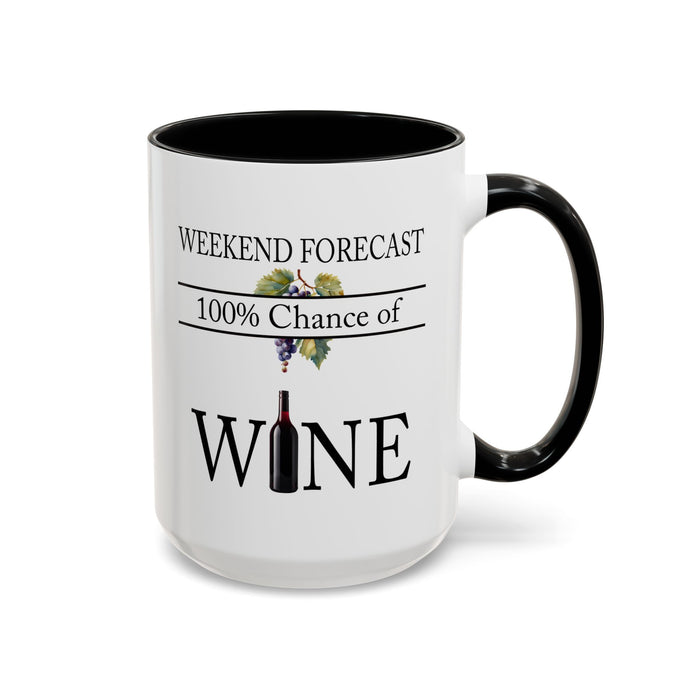Copy of Funny Wine Lover Mug, 100% Chance of Wine in the Forecast, Gift for Wine Enthusiast Accent Coffee Mug (11, 15oz) A0012