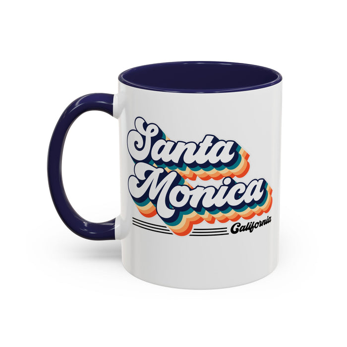 Coffee Mug, Santa Monica Retro 80s Vibe Big Text, Tea Cup, Hot Chocolate Mug, Unique Gift for Beach Lovers, Birthday Gift for Coffee