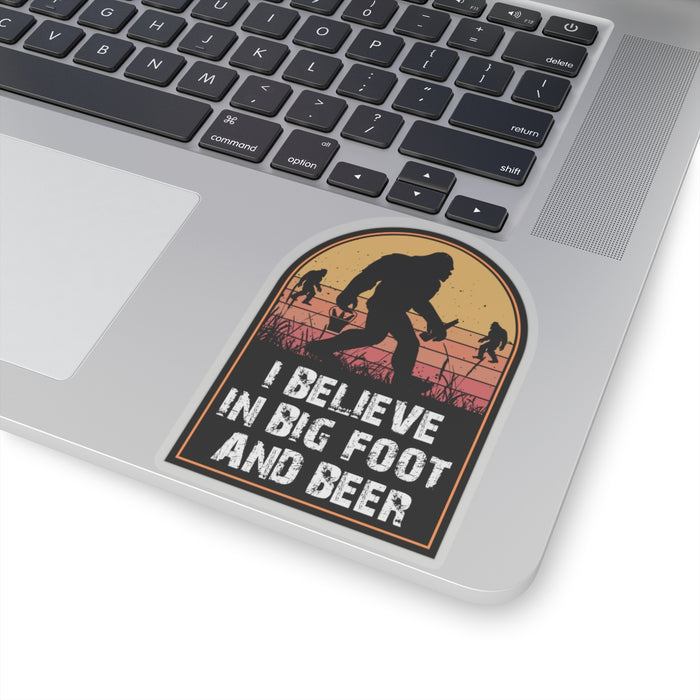 Quirky Big Foot Decal - I Believe in Big Foot and Beer Kiss-Cut Stickers