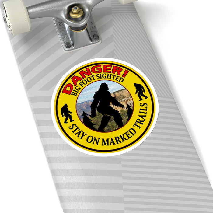Quirky Big Foot Decal - Caution: Big Foot Spotted in the Area Kiss-Cut Stickers