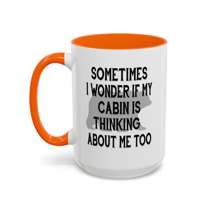 Coffee Mug, Cabin Thinking About Me, Bear Gift, Funny Tea Cup, Novelty Drinkware, Cute Bear Mug, Country Bear Cabin Cup, Gift