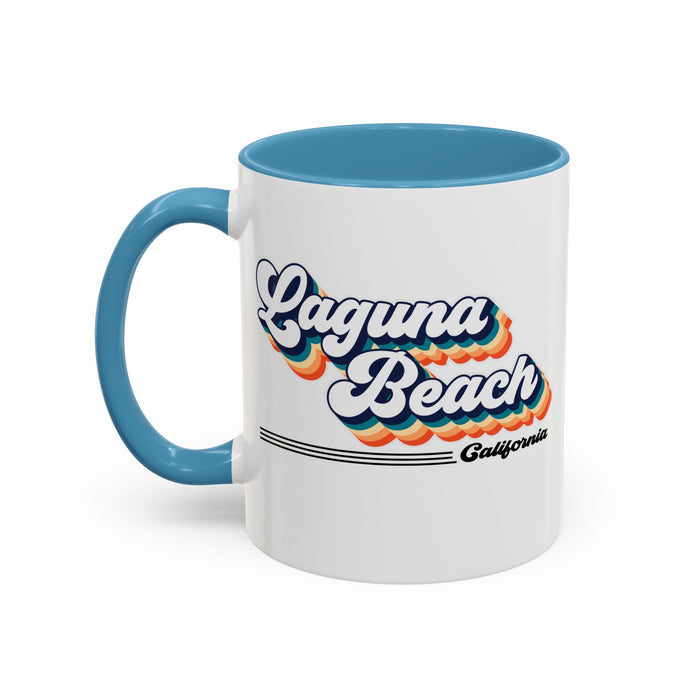 Coffee Mug, Laguna Beach Retro 80s Vibe Big Text, Tea Cup, Hot Chocolate Mug, Unique Gift for Beach Lovers, Birthday Gift for Coffee