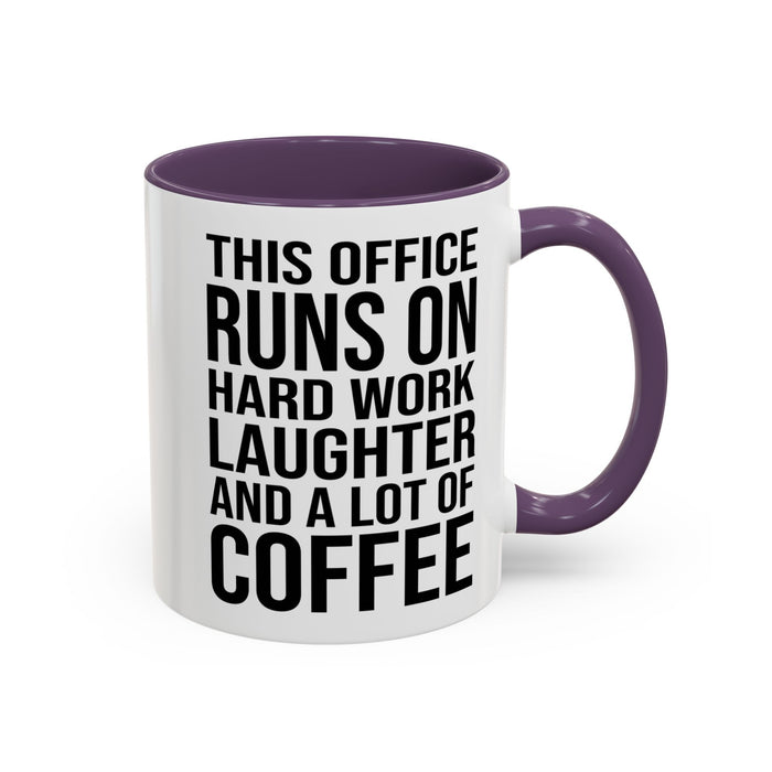 Office Coffee Mug, Runs on Coffee, Gift for him / her, Colleague Mug, Gift Idea for Office Workers, Office Mug, Colleague Gift Mug A0022-002 Accent Coffee Mug (11, 15oz)