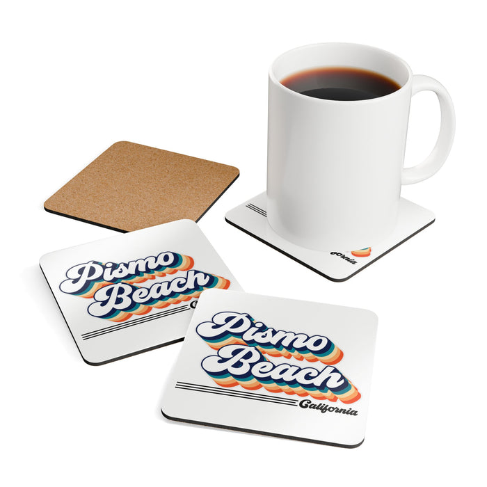 Retro Groovy Pismo Beach California Corkwood Coaster Set