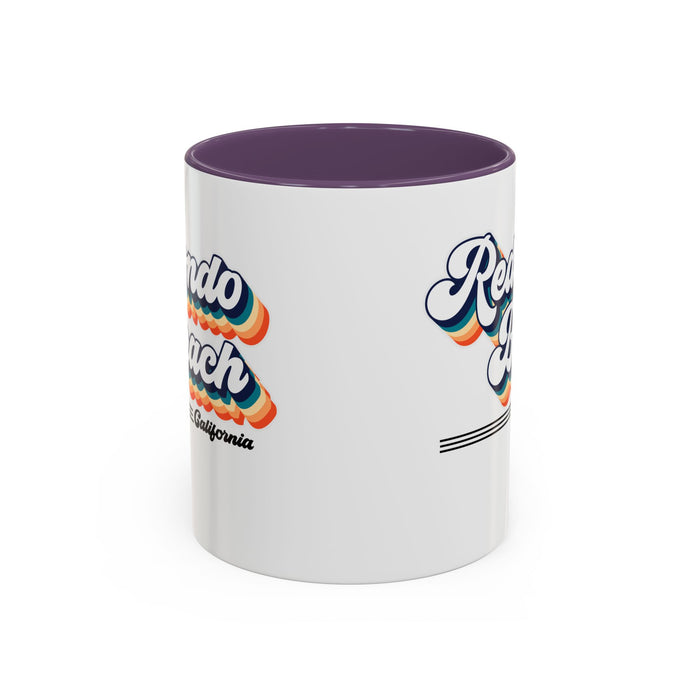 Coffee Mug, Redondo Beach Retro 80s Vibe Big Text, Tea Cup, Hot Chocolate Mug, Unique Gift for Beach Lovers, Birthday Gift for Coffee