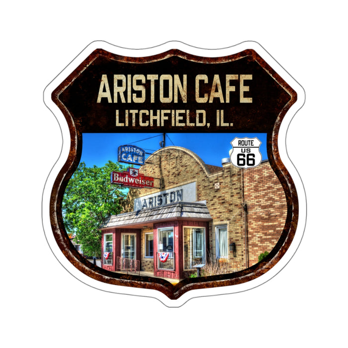 Sticker Ariston Cafe Litchfield Route 66 Shield Illinois Kiss-Cut Stickers