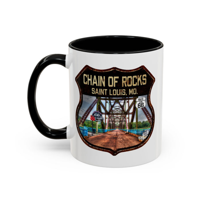 Mug Chain of Rocks Bridge Route 66 Shield Illinois 11oz