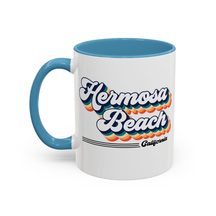 Coffee Mug, Hermosa Beach Retro 80s Vibe Big Text, Tea Cup, Hot Chocolate Mug, Unique Gift for Beach Lovers, Birthday Gift for Coffee