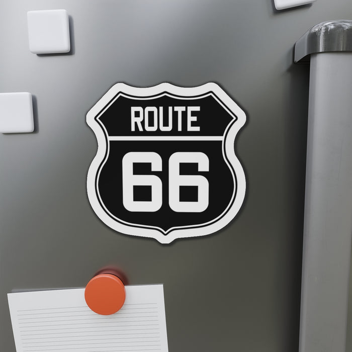 Die-Cut Magnet - Black and White Route 66 Shield