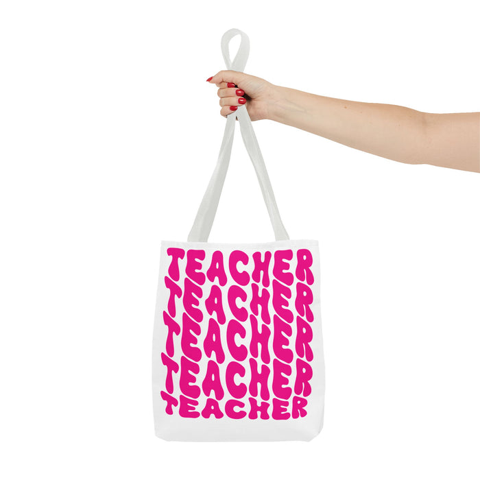 Tote Bag - Teacher Appreciation Gift, Colorful Big Letter Bag, Bold Wavy Design, Text Tote, School Teacher Present, Rainbow Tote Bag