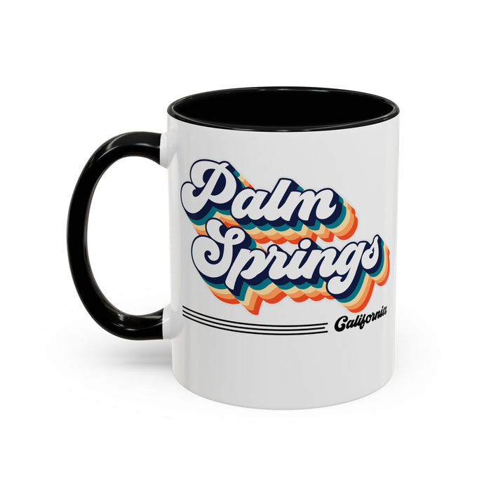 Coffee Mug, Palm Springs Retro 80s Vibe Big Text, Tea Cup, Hot Chocolate Mug, Unique Gift for Palm Spring Lovers, Birthday Gift for Coffee
