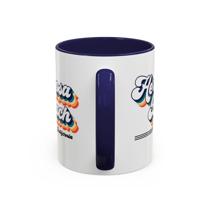 Coffee Mug, Hermosa Beach Retro 80s Vibe Big Text, Tea Cup, Hot Chocolate Mug, Unique Gift for Beach Lovers, Birthday Gift for Coffee