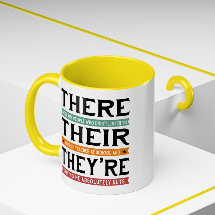 Funny English Teacher Mug Gift, English Coffee Cup, Gift for Grammar Teacher, High School Classroom, Teacher Gift From Student A0017-003 Accent Coffee Mug (11, 15oz)