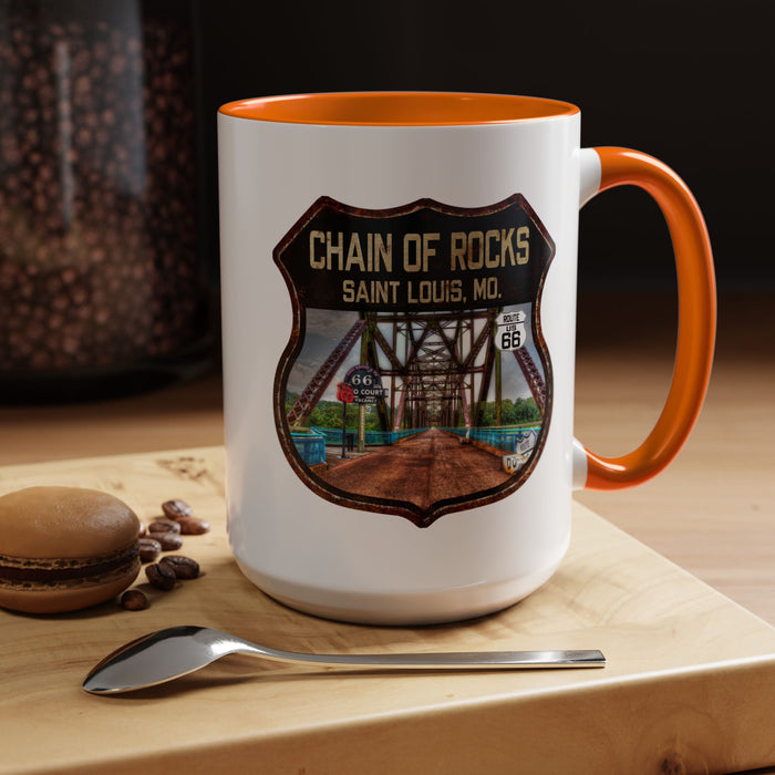 Mug Chain of Rocks Bridge Route 66 Shield Illinois 11oz