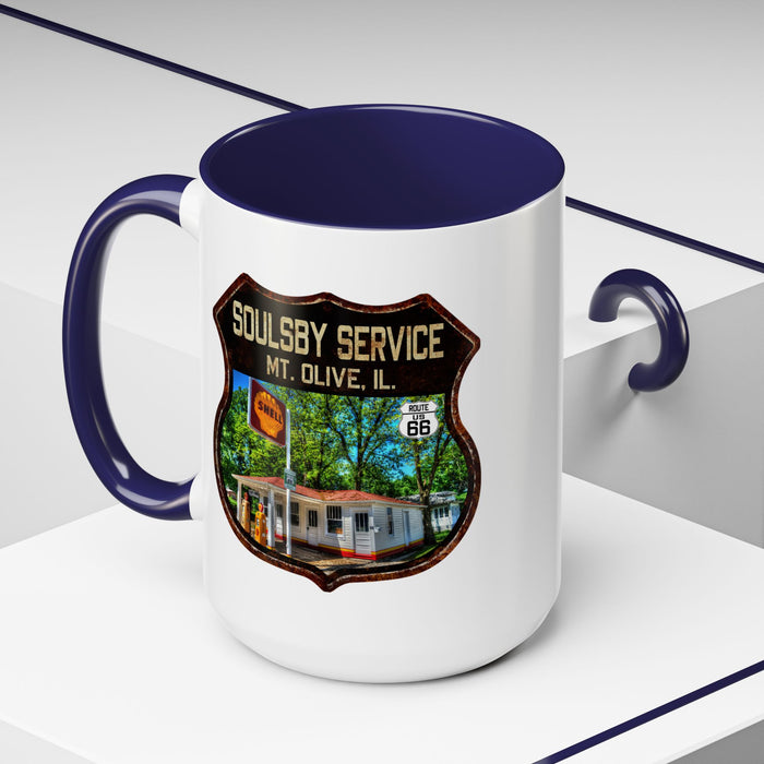 Mug Soulsby Service Station Route 66 Shield Illinois 11oz