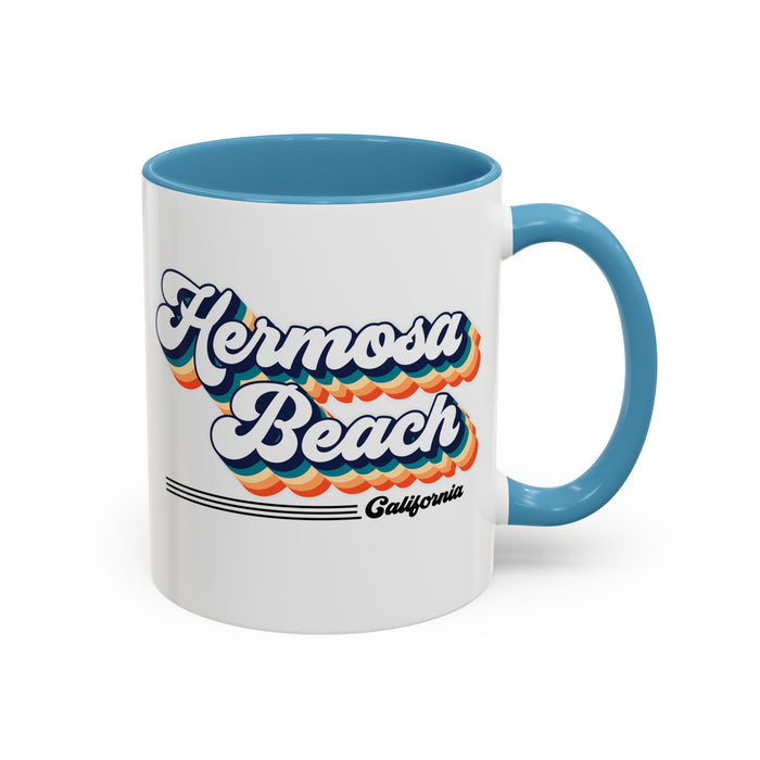 Coffee Mug, Hermosa Beach Retro 80s Vibe Big Text, Tea Cup, Hot Chocolate Mug, Unique Gift for Beach Lovers, Birthday Gift for Coffee