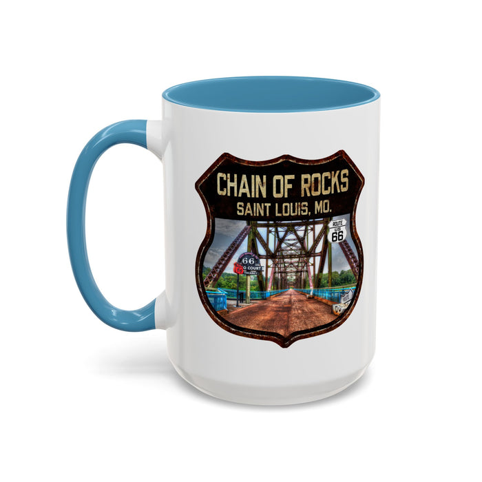 Mug Chain of Rocks Bridge Route 66 Shield Illinois 11oz