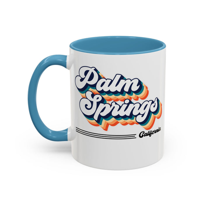 Coffee Mug, Palm Springs Retro 80s Vibe Big Text, Tea Cup, Hot Chocolate Mug, Unique Gift for Palm Spring Lovers, Birthday Gift for Coffee