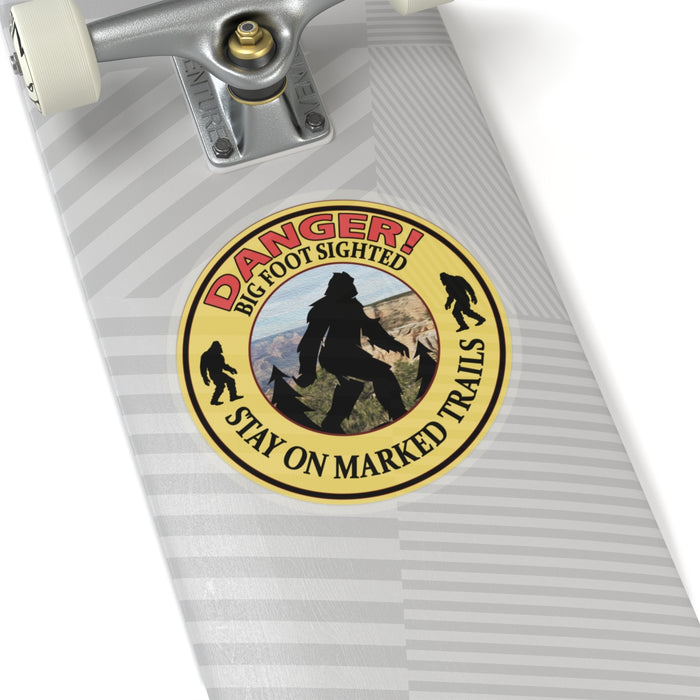Quirky Big Foot Decal - Caution: Big Foot Spotted in the Area Kiss-Cut Stickers