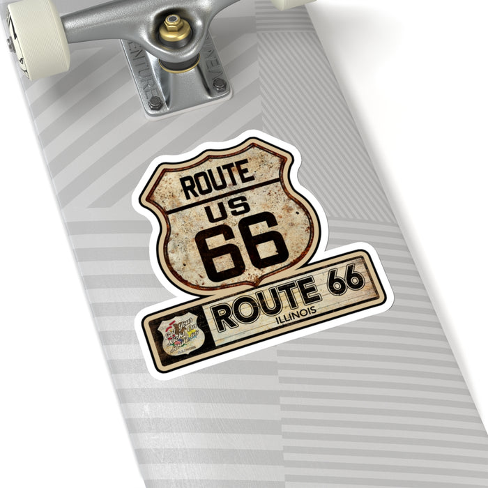 Vintage Illinois Route 66 Shield Sticker - Travel Souvenir Kiss-Cut Stickers