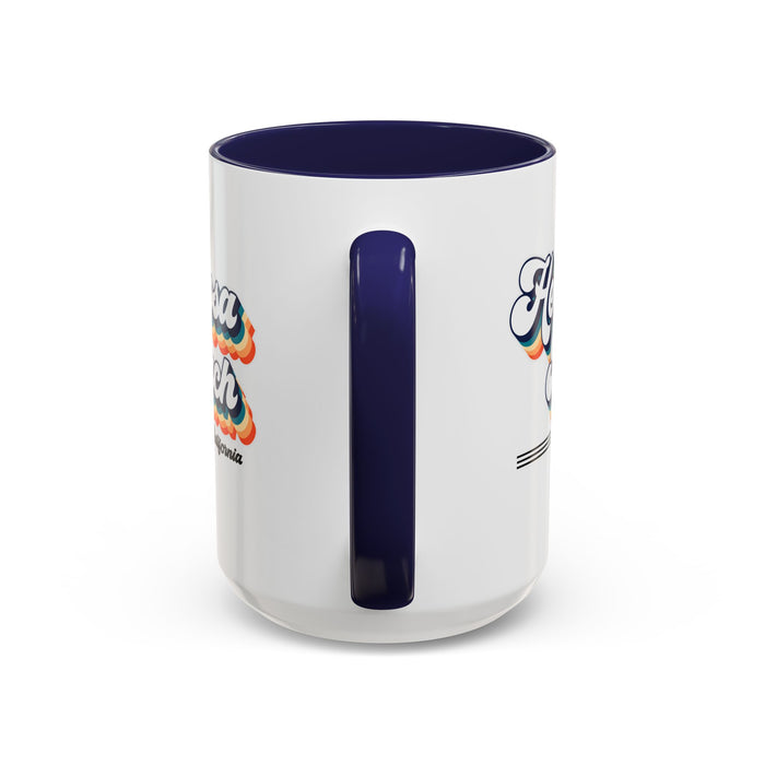 Coffee Mug, Hermosa Beach Retro 80s Vibe Big Text, Tea Cup, Hot Chocolate Mug, Unique Gift for Beach Lovers, Birthday Gift for Coffee