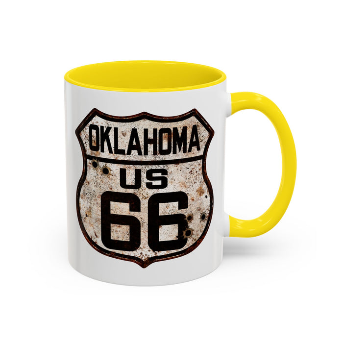 Mug Vintage Rusty Route 66 Highway Shield Oklahoma Route 66 Gift 11oz, 15oz