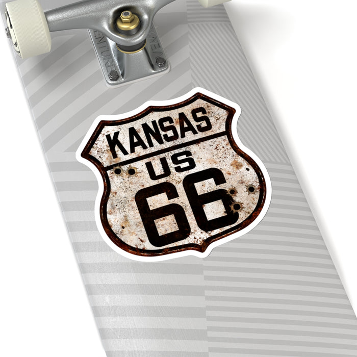 Sticker Vintage Kansas Route 66 Shield with Bullet Holes Kiss-Cut Stickers