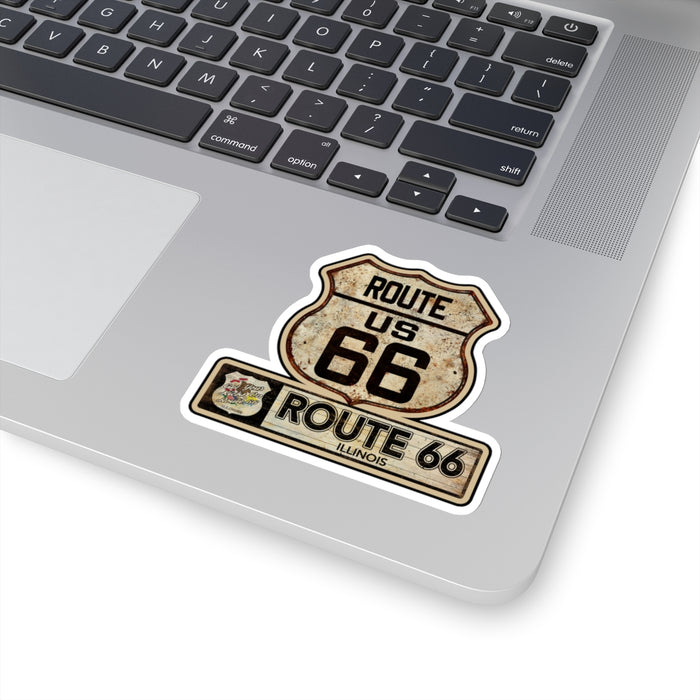 Vintage Illinois Route 66 Shield Sticker - Travel Souvenir Kiss-Cut Stickers