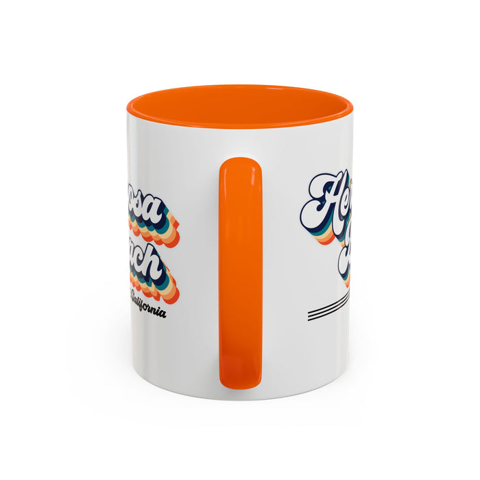 Coffee Mug, Hermosa Beach Retro 80s Vibe Big Text, Tea Cup, Hot Chocolate Mug, Unique Gift for Beach Lovers, Birthday Gift for Coffee