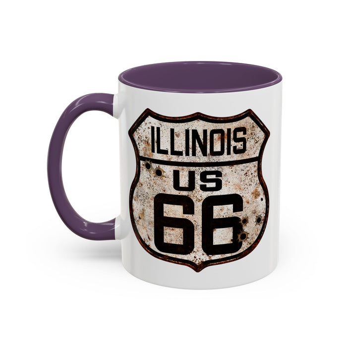 Mug Vintage Rusty Route 66 Highway Shield Illinois Route 66 Gift 11oz, 15oz