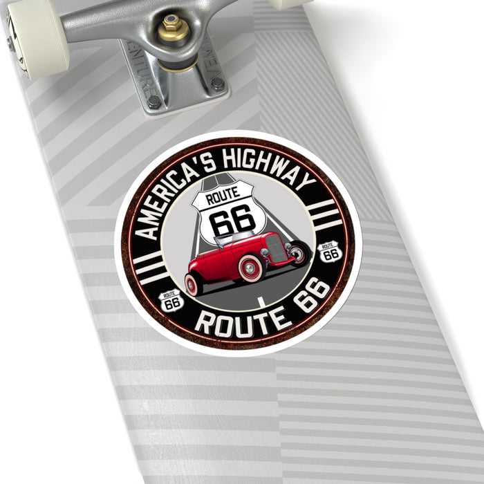 Sticker Vintage America's Highway Route 66 Round Kiss-Cut Stickers