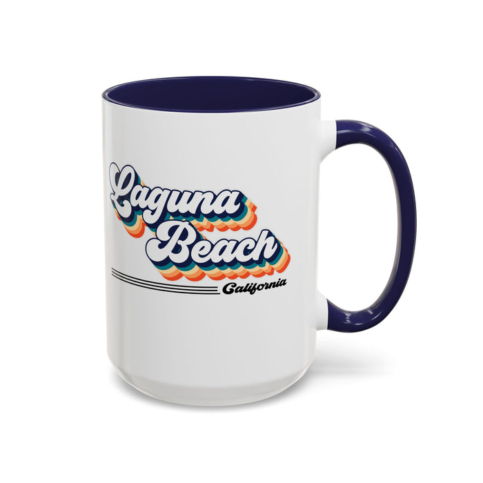 Coffee Mug, Laguna Beach Retro 80s Vibe Big Text, Tea Cup, Hot Chocolate Mug, Unique Gift for Beach Lovers, Birthday Gift for Coffee