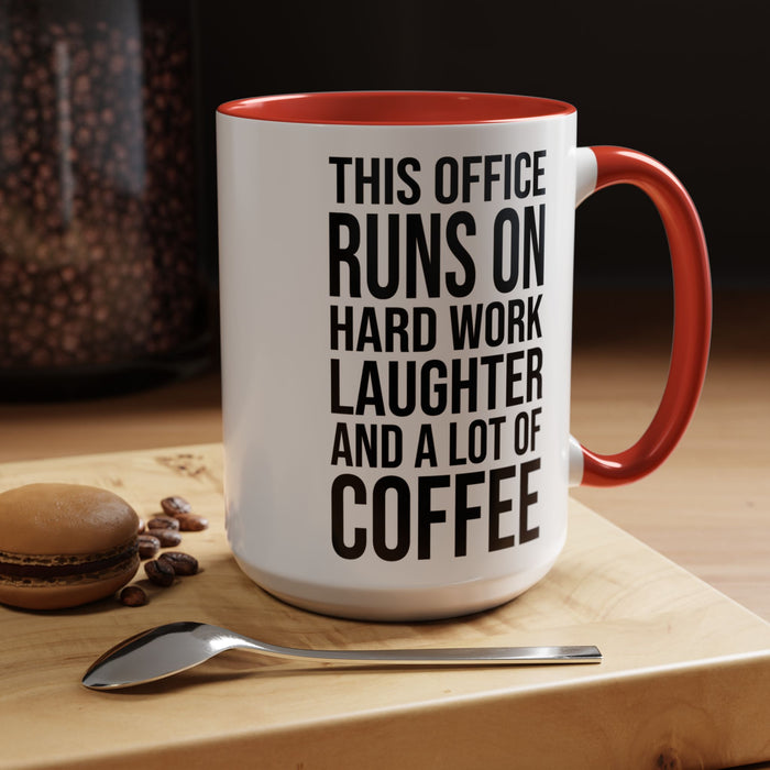 Office Coffee Mug, Runs on Coffee, Gift for him / her, Colleague Mug, Gift Idea for Office Workers, Office Mug, Colleague Gift Mug A0022-002 Accent Coffee Mug (11, 15oz)
