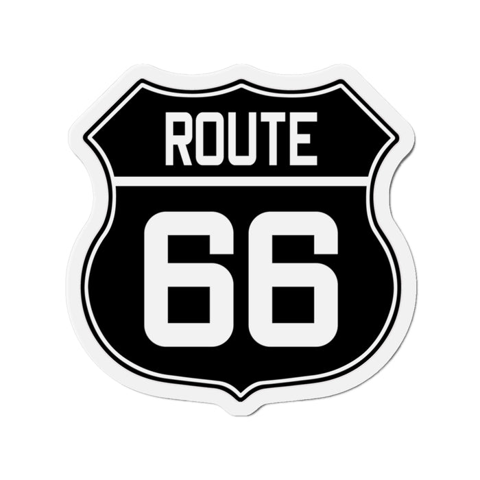 Die-Cut Magnet - Black and White Route 66 Shield