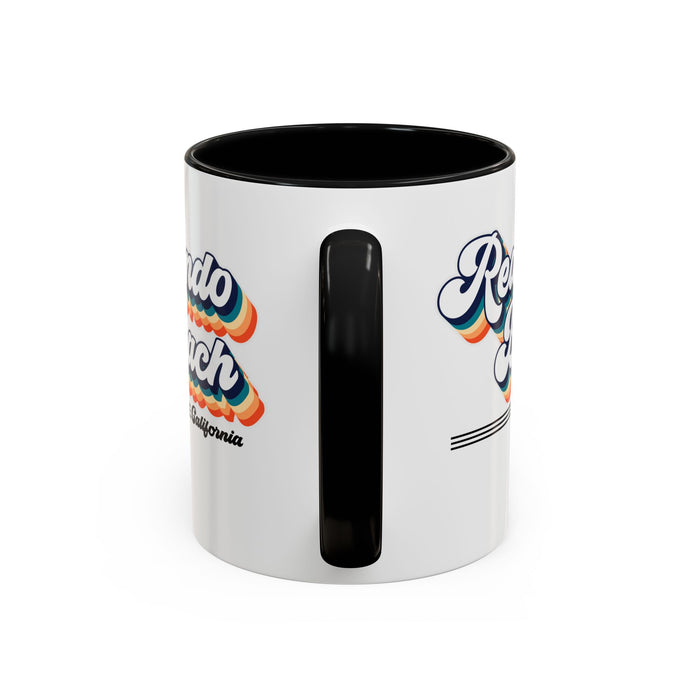 Coffee Mug, Redondo Beach Retro 80s Vibe Big Text, Tea Cup, Hot Chocolate Mug, Unique Gift for Beach Lovers, Birthday Gift for Coffee
