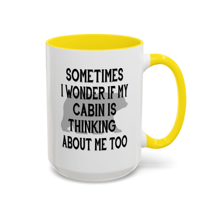 Coffee Mug, Cabin Thinking About Me, Bear Gift, Funny Tea Cup, Novelty Drinkware, Cute Bear Mug, Country Bear Cabin Cup, Gift