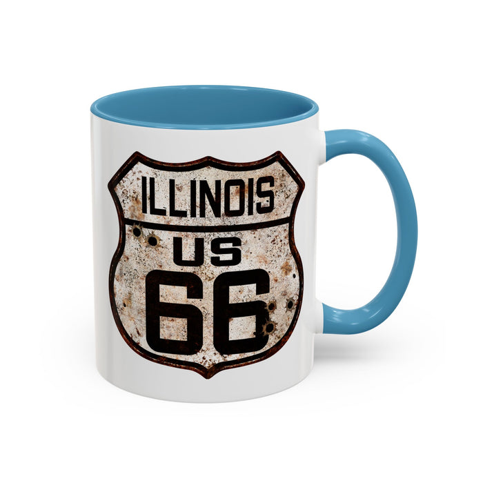 Mug Vintage Rusty Route 66 Highway Shield Illinois Route 66 Gift 11oz, 15oz