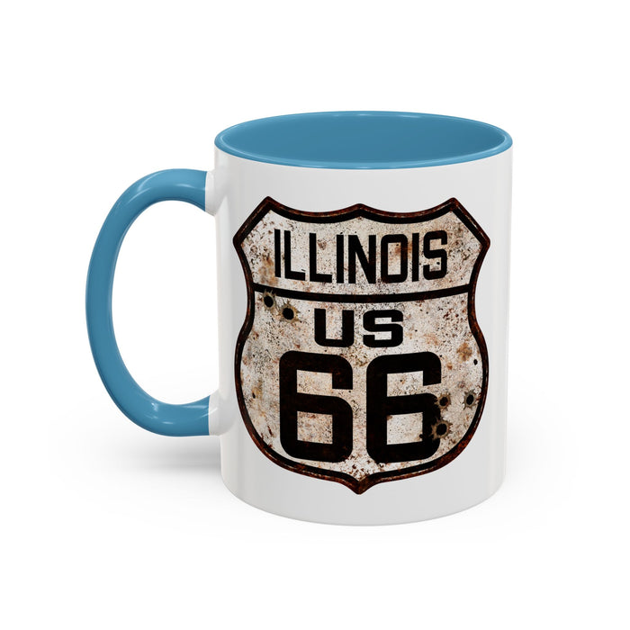 Mug Vintage Rusty Route 66 Highway Shield Illinois Route 66 Gift 11oz, 15oz