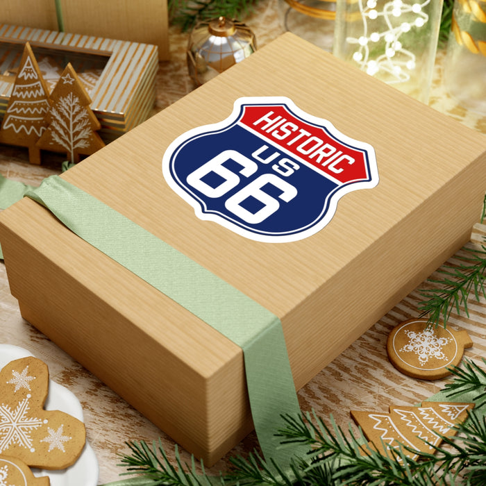 Route 66 Shield Red White and Blue Kiss-Cut Stickers