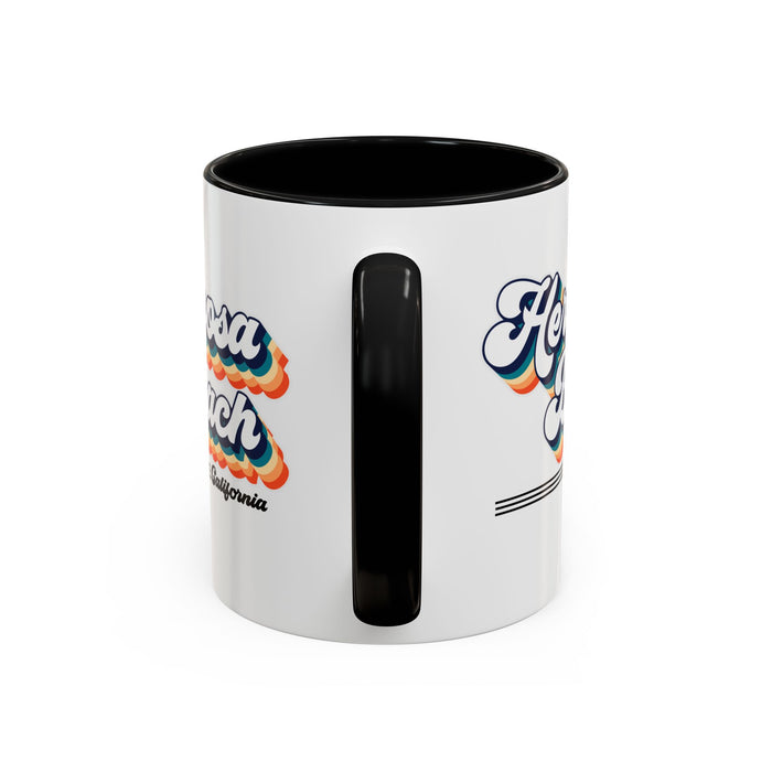 Coffee Mug, Hermosa Beach Retro 80s Vibe Big Text, Tea Cup, Hot Chocolate Mug, Unique Gift for Beach Lovers, Birthday Gift for Coffee