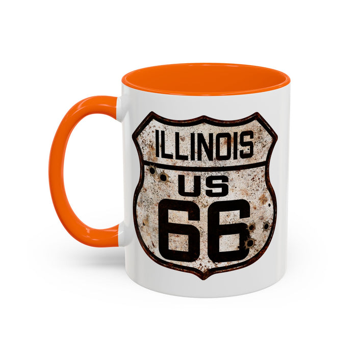 Mug Vintage Rusty Route 66 Highway Shield Illinois Route 66 Gift 11oz, 15oz