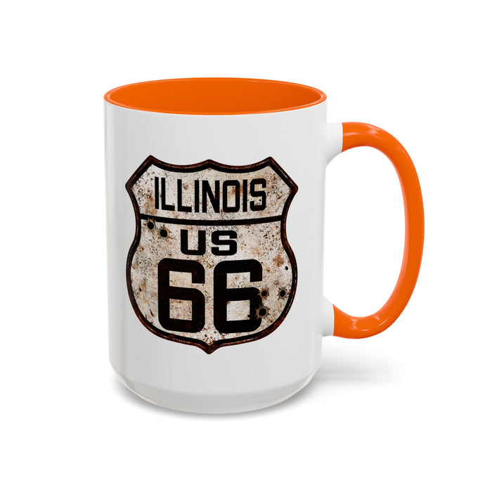 Mug Vintage Rusty Route 66 Highway Shield Illinois Route 66 Gift 11oz, 15oz