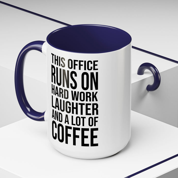 Office Coffee Mug, Runs on Coffee, Gift for him / her, Colleague Mug, Gift Idea for Office Workers, Office Mug, Colleague Gift Mug A0022-002 Accent Coffee Mug (11, 15oz)