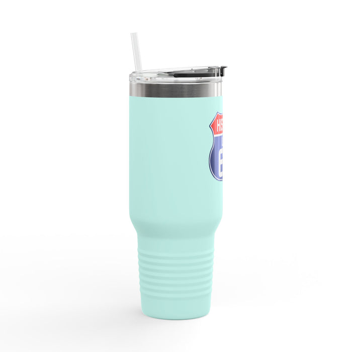 Route 66 Shield Insulated Travel Mug - Patriotic Red White Blue Decor Insulated Travel Mug, 40oz