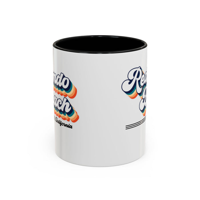 Coffee Mug, Redondo Beach Retro 80s Vibe Big Text, Tea Cup, Hot Chocolate Mug, Unique Gift for Beach Lovers, Birthday Gift for Coffee