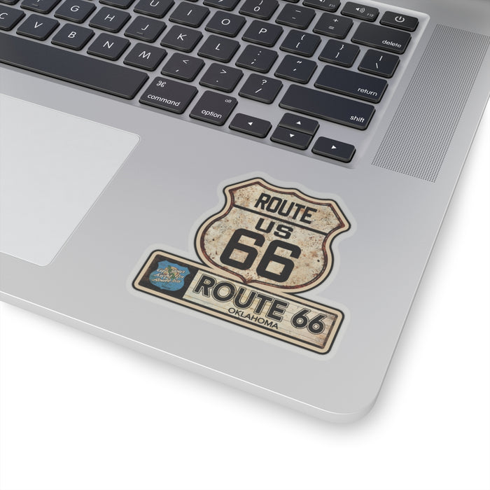Vintage Oklahoma Route 66 Shield Sticker - Travel Souvenir Kiss-Cut Stickers