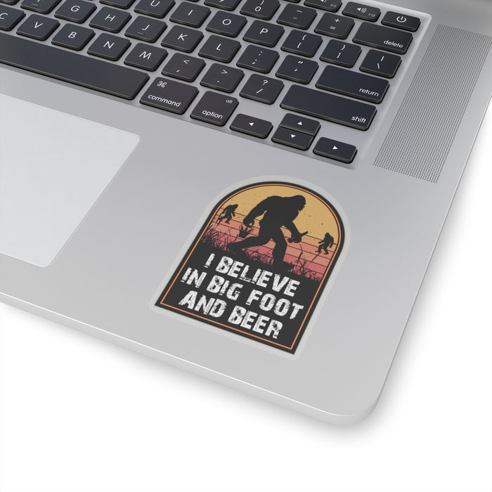 Quirky Big Foot Decal - I Believe in Big Foot and Beer Kiss-Cut Stickers