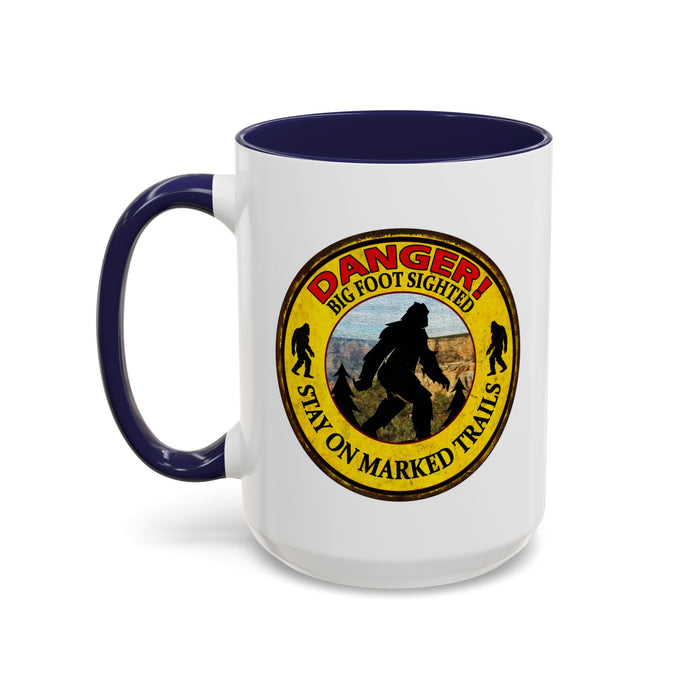 Big Foot Mug Danger Big Foot Sighted - Funny Yeti Gift Accent Coffee Mug (11, 15oz)